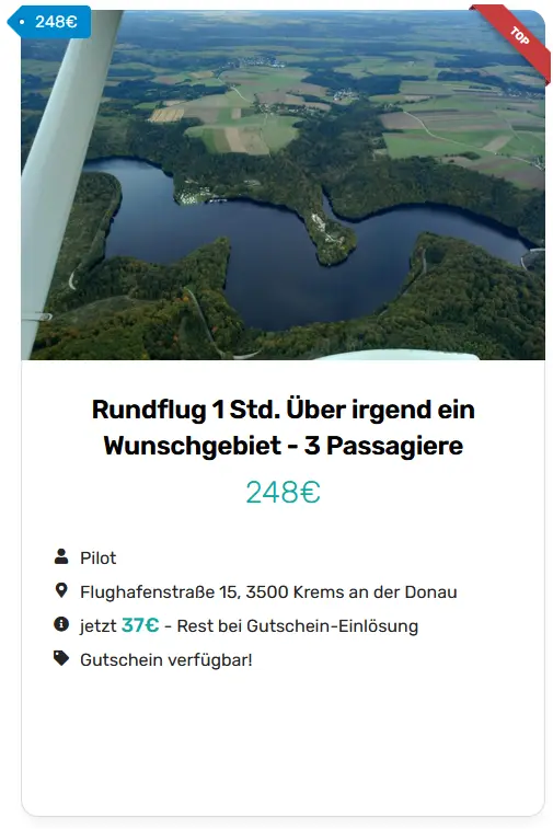 Rundflug von Krems über ein Wunschgebiet