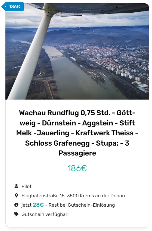 Wachau Rundflug von Krems 45min