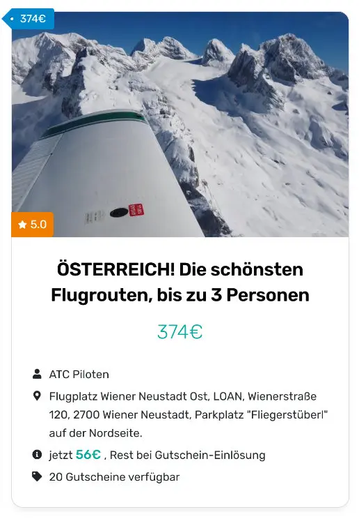 Österreich Rundflug mit einer Flugroute nach Deiner Wahl Österreich Rundflug mit einer Flugroute nach Deiner Wahl