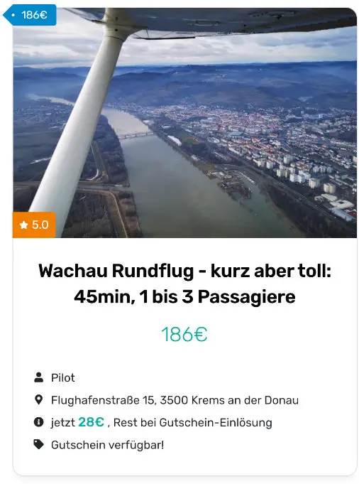 Wachau Rundflug von Krems 45min