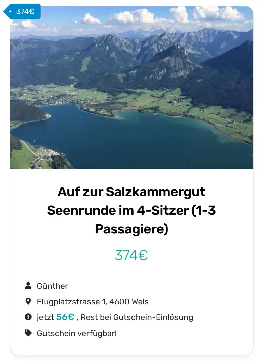 Salzkammergutseen mit einem Viersitzer entdecken - bis zu 3 Fluggäste möglich